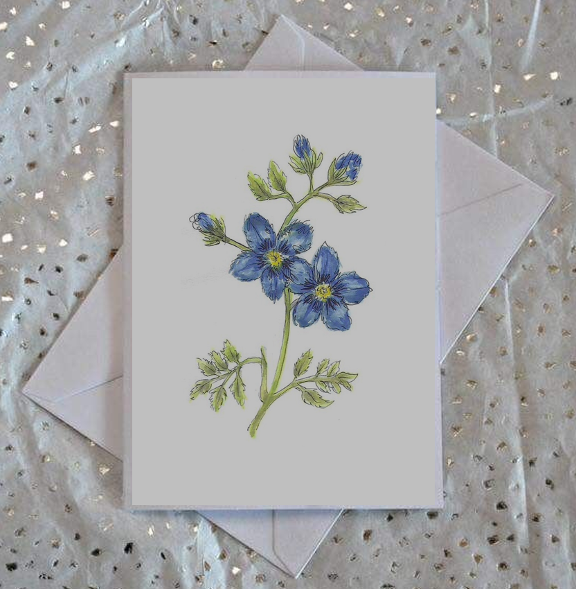 Blaue Blumen Karte