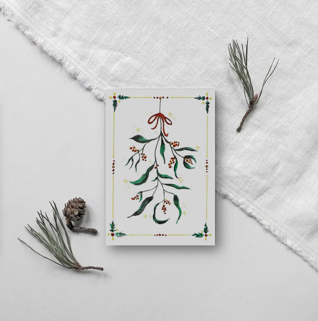 Weihnachtskarte mit Mistelzweig