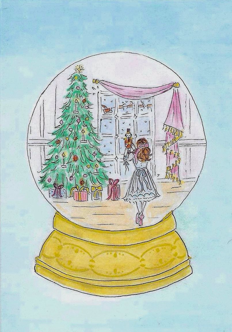 Weihnachtskarte mit Schneekugel