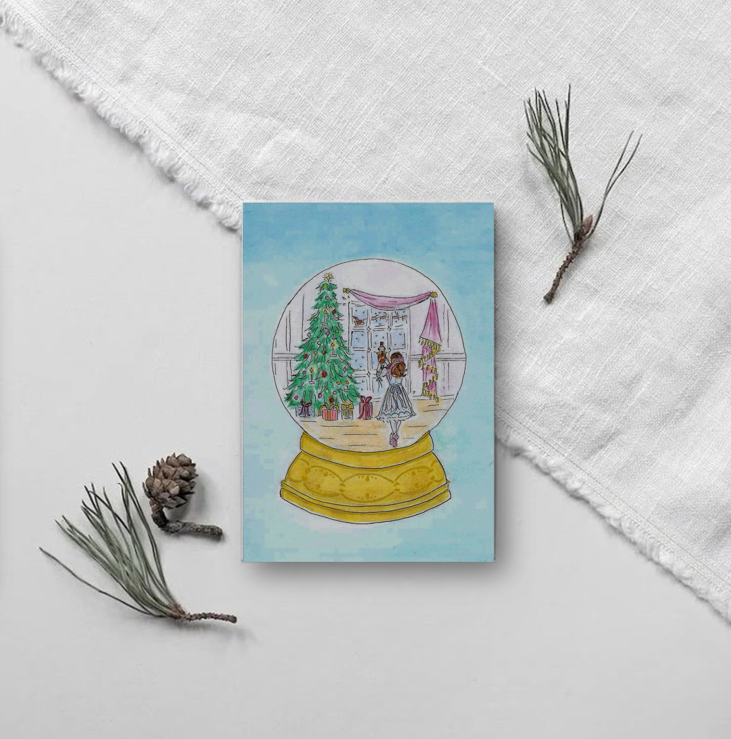 Weihnachtskarte mit Schneekugel