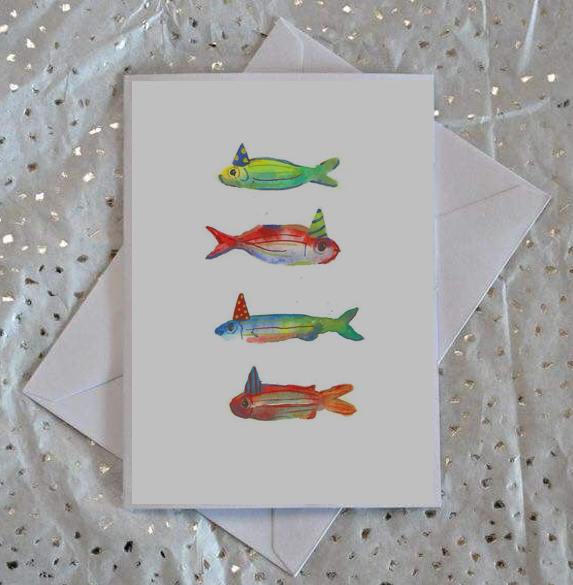Fische mit Partyhüten