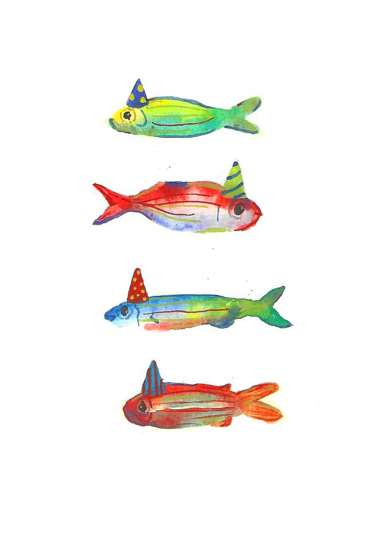 Fische mit Partyhüten