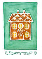 Weihnachtskarte mit Lebkuchenhaus