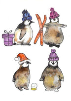 Weihnachtskarte mit Pinguinen